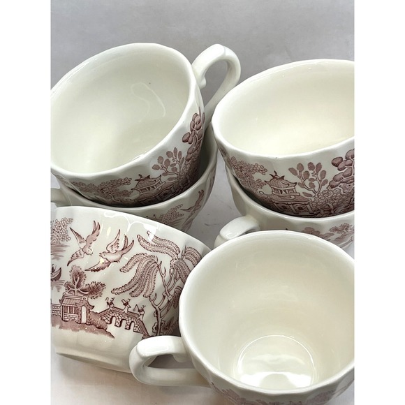 Churchill Willow Rosa Pink Coffee -Tea Cups  - Made in England- Set Of 6 Vintage - Picture 5 of 7